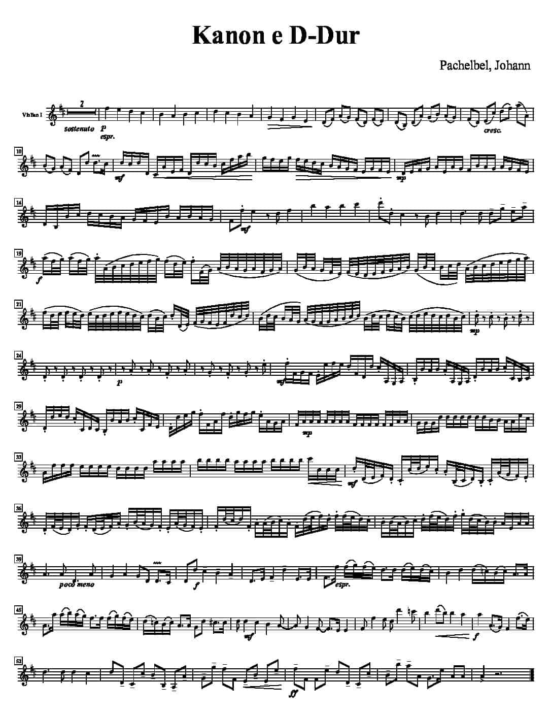 Kanon e D-Dur - Johann Pachelbel